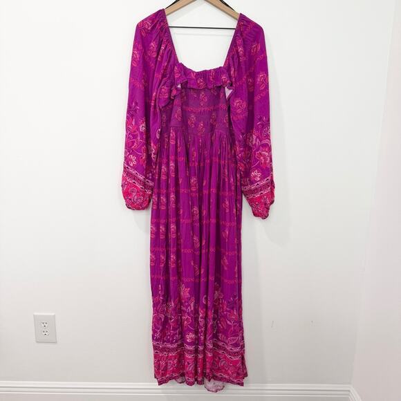 NWT City Chic Estelle Maxi Dress Magenta Smocked Ruffle size 16 - Picture 3 of 8
